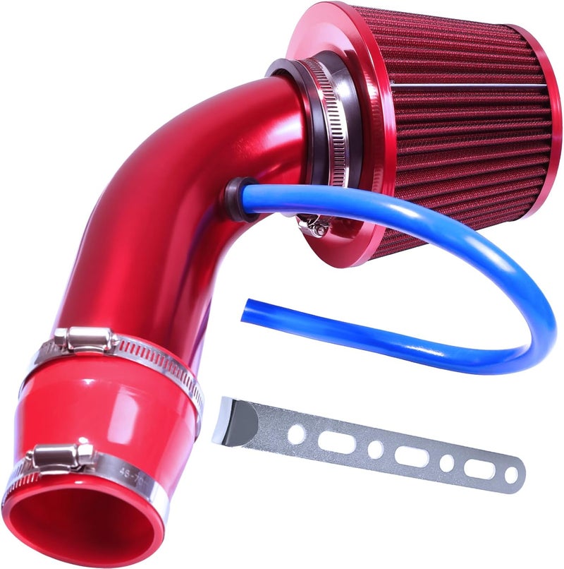 AICARS 3 Inch Universal Cold Intake Pipe Induction High Flow Pipe Kit (Red) - Image 1